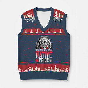 Still Here Still Strong Native Pride V-Neck Knit Sweater Vest Native American Feather TS11 Navy Red Print Your Wear
