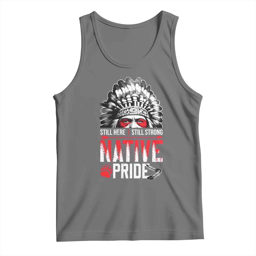 Still Here Still Strong Native Pride Tank Top Native American Feather TS11 Black Heather Print Your Wear