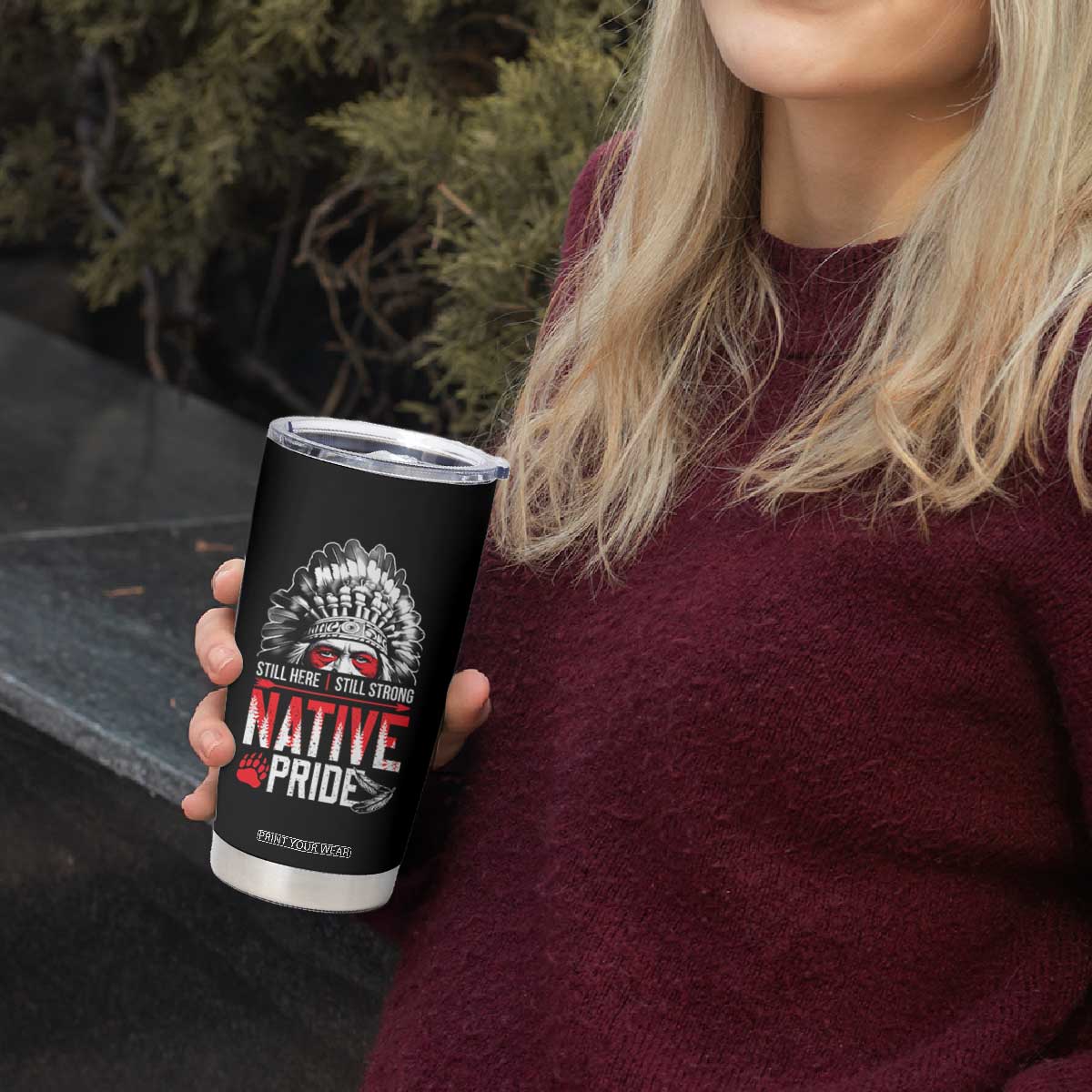 Still Here Still Strong Native Pride Tumbler Cup Native American Feather TS11 Print Your Wear