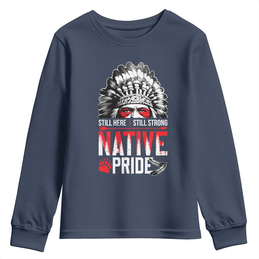 Still Here Still Strong Native Pride Youth Sweatshirt Native American Feather TS11 Navy Print Your Wear