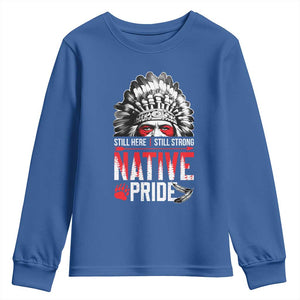 Still Here Still Strong Native Pride Youth Sweatshirt Native American Feather TS11 Royal Blue Print Your Wear