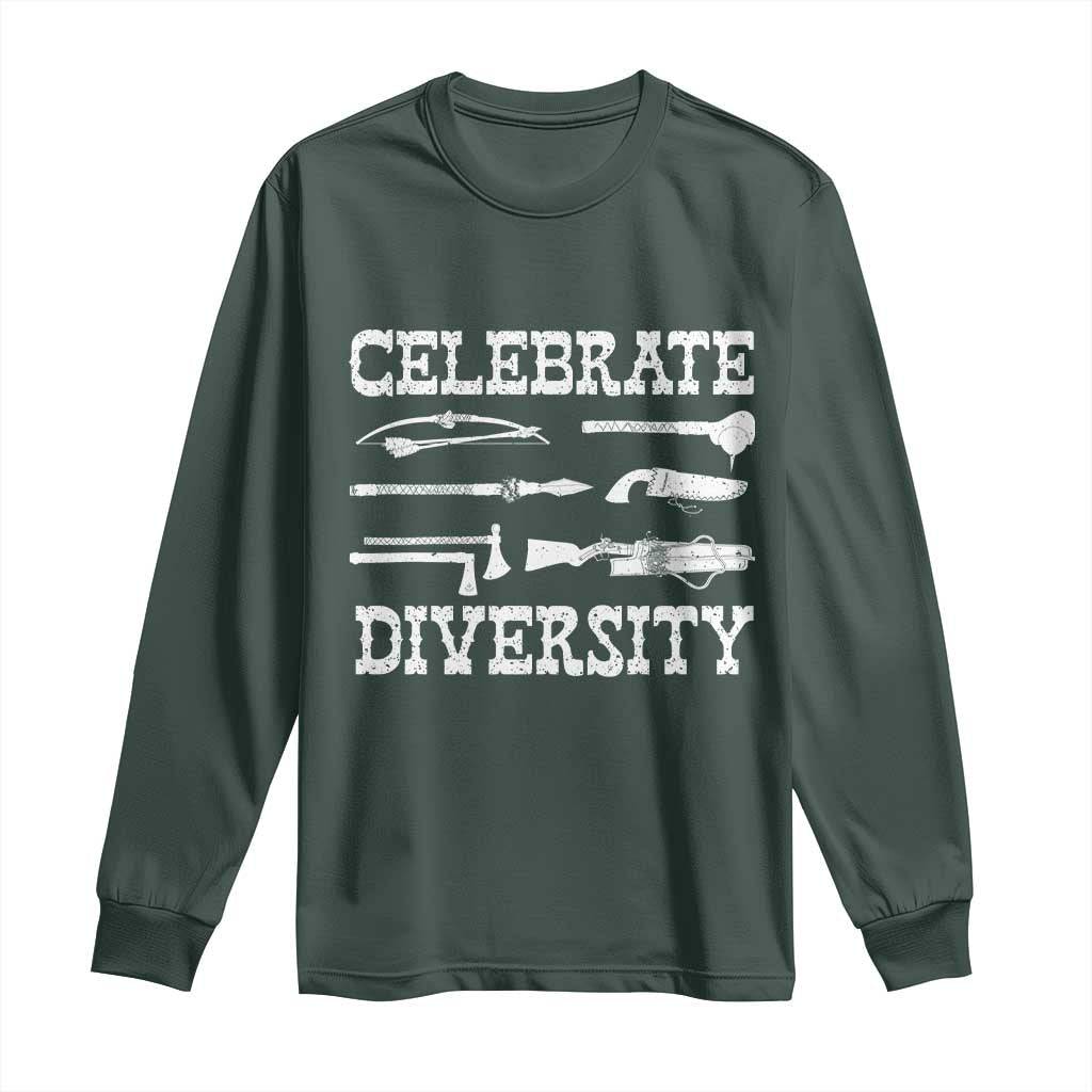 Native American Weapon Celebrate Diversity Long Sleeve Shirt Indigenous Pride TS11 Dark Forest Green Print Your Wear
