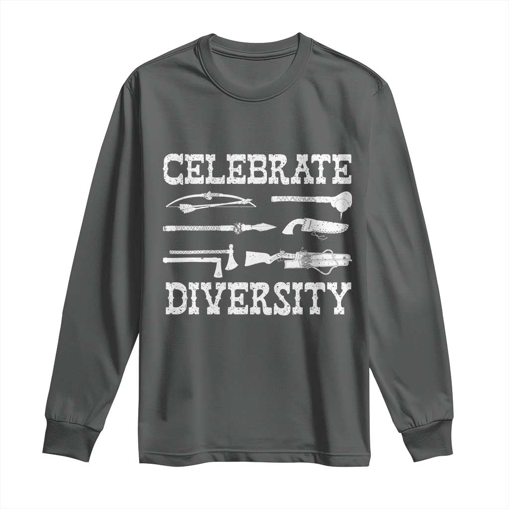 Native American Weapon Celebrate Diversity Long Sleeve Shirt Indigenous Pride TS11 Dark Heather Print Your Wear