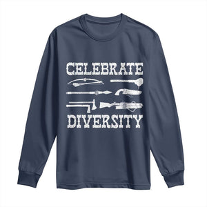 Native American Weapon Celebrate Diversity Long Sleeve Shirt Indigenous Pride TS11 Navy Print Your Wear