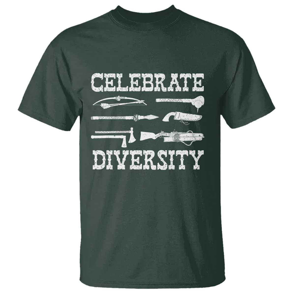 Native American Weapon Celebrate Diversity T Shirt Indigenous Pride TS11 Dark Forest Green Print Your Wear