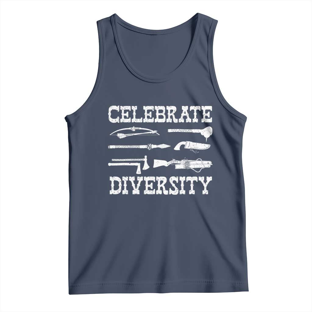 Native American Weapon Celebrate Diversity Tank Top Indigenous Pride TS11 Navy Print Your Wear