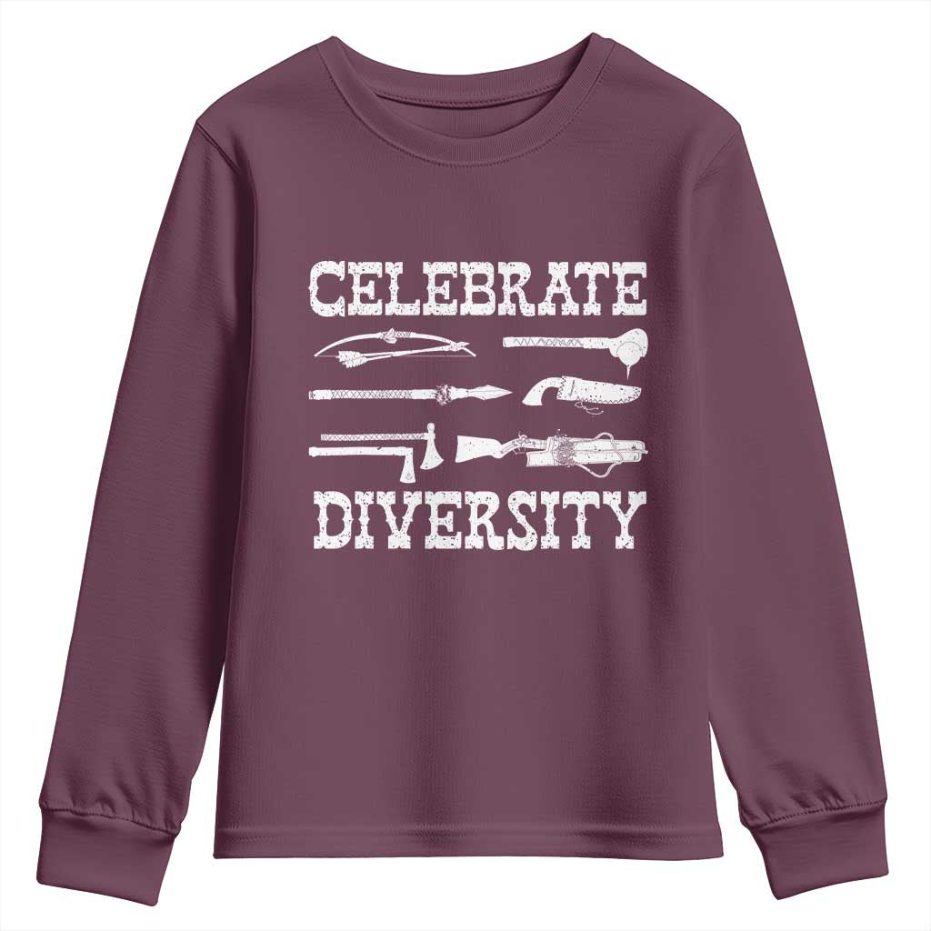 Native American Weapon Celebrate Diversity Youth Sweatshirt Indigenous Pride TS11 Maroon Print Your Wear