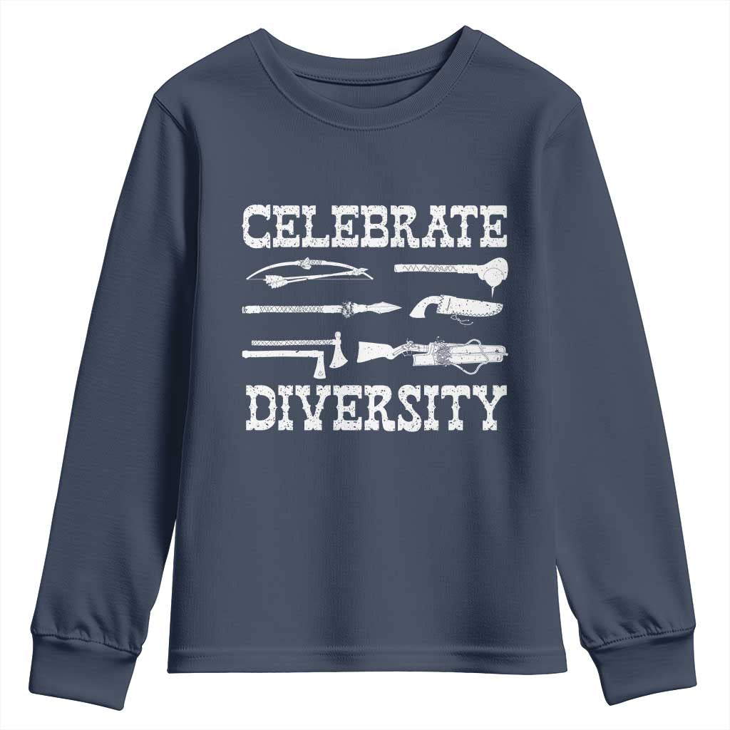 Native American Weapon Celebrate Diversity Youth Sweatshirt Indigenous Pride TS11 Navy Print Your Wear