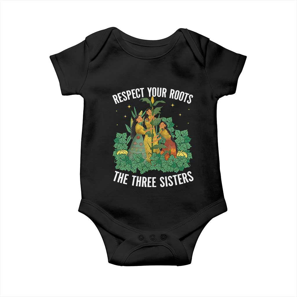 Three Sisters Respect Your Roots Baby Onesie Native American Heritage History Month TS11 Black Print Your Wear