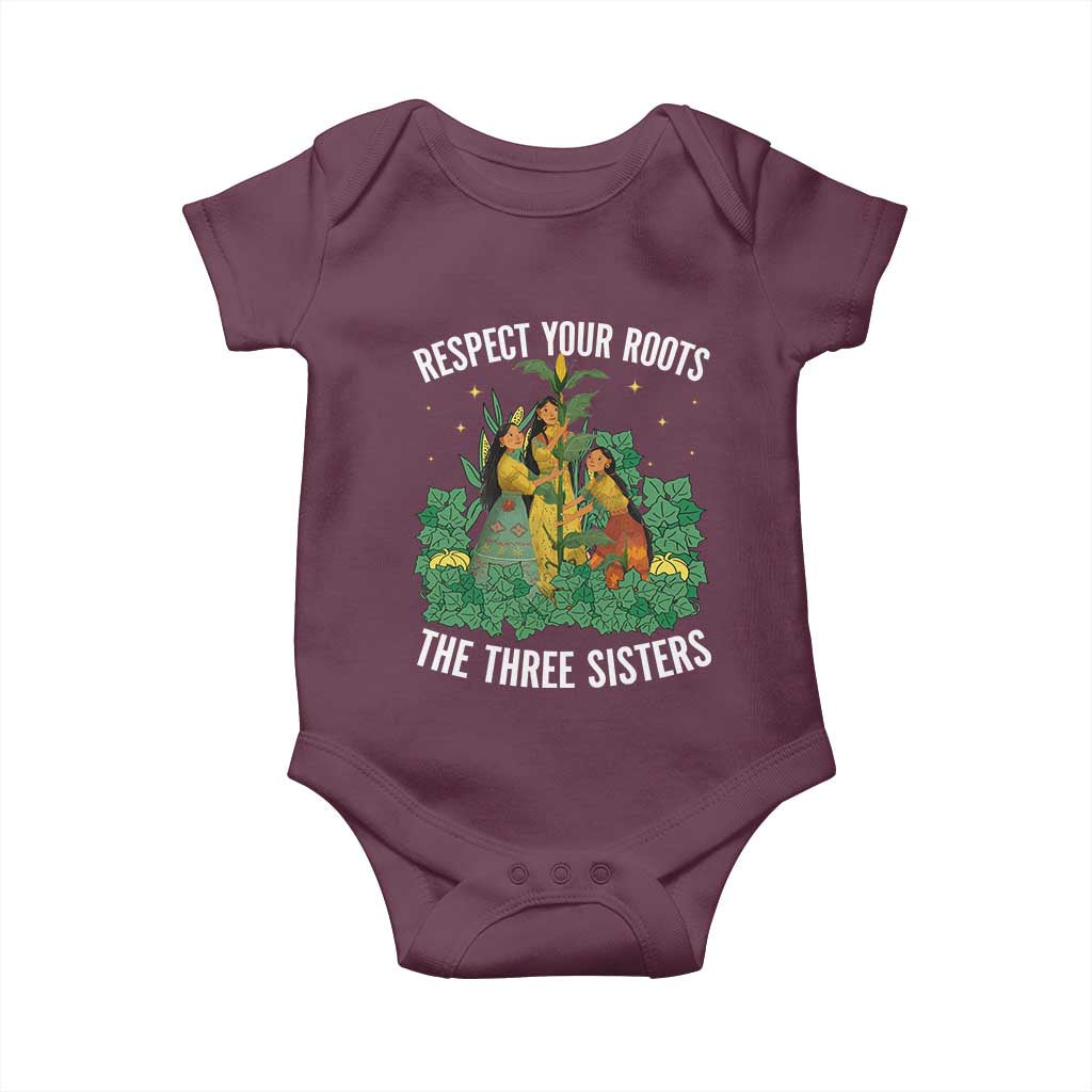 Three Sisters Respect Your Roots Baby Onesie Native American Heritage History Month TS11 Maroon Print Your Wear