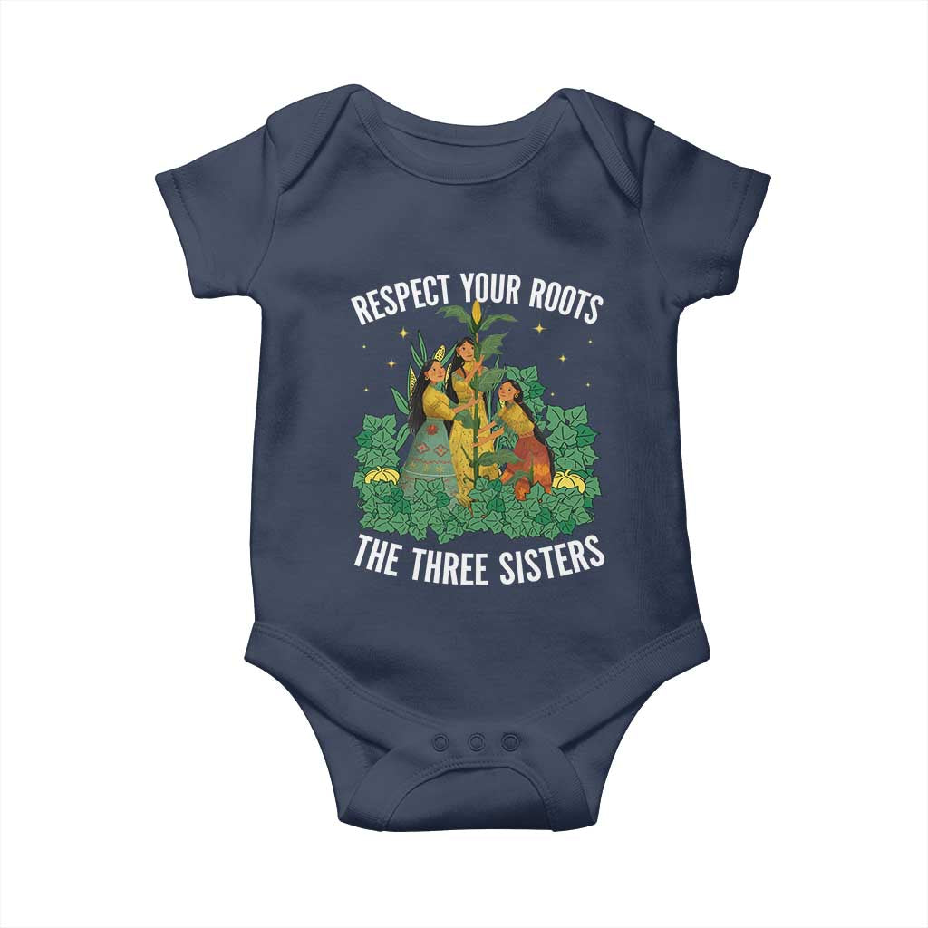 Three Sisters Respect Your Roots Baby Onesie Native American Heritage History Month TS11 Navy Print Your Wear