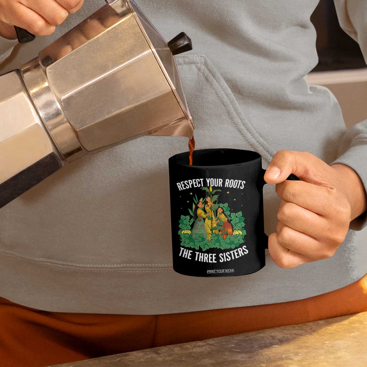 Three Sisters Respect Your Roots Coffee Mug Native American Heritage History Month TS11 Print Your Wear