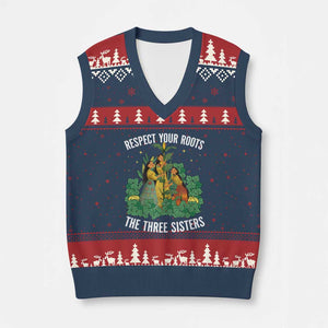 Three Sisters Respect Your Roots V-Neck Knit Sweater Vest Native American Heritage History Month TS11 Navy Red Print Your Wear
