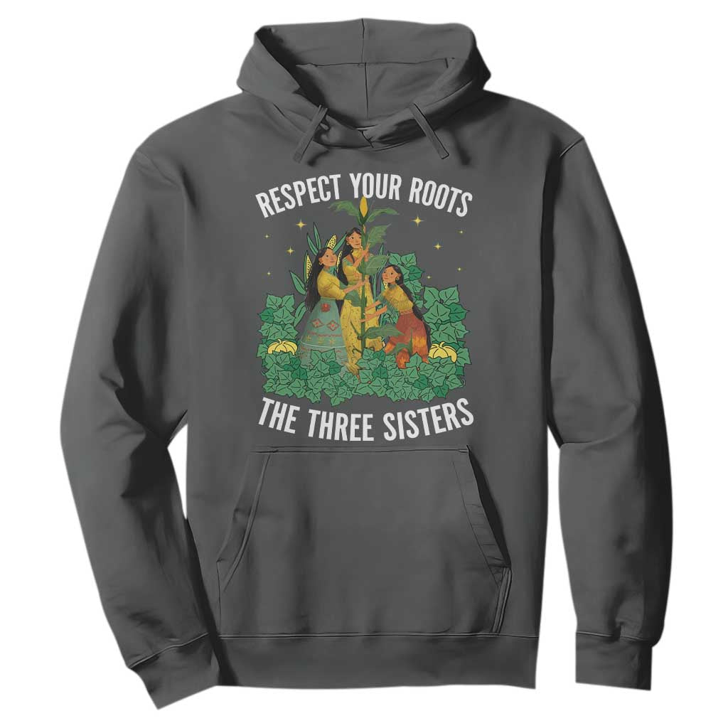 Three Sisters Respect Your Roots Hoodie Native American Heritage History Month TS11 Dark Heather Print Your Wear