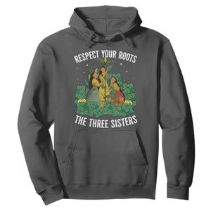 Three Sisters Respect Your Roots Hoodie Native American Heritage History Month TS11 Dark Heather Print Your Wear
