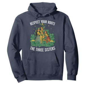 Three Sisters Respect Your Roots Hoodie Native American Heritage History Month TS11 Navy Print Your Wear