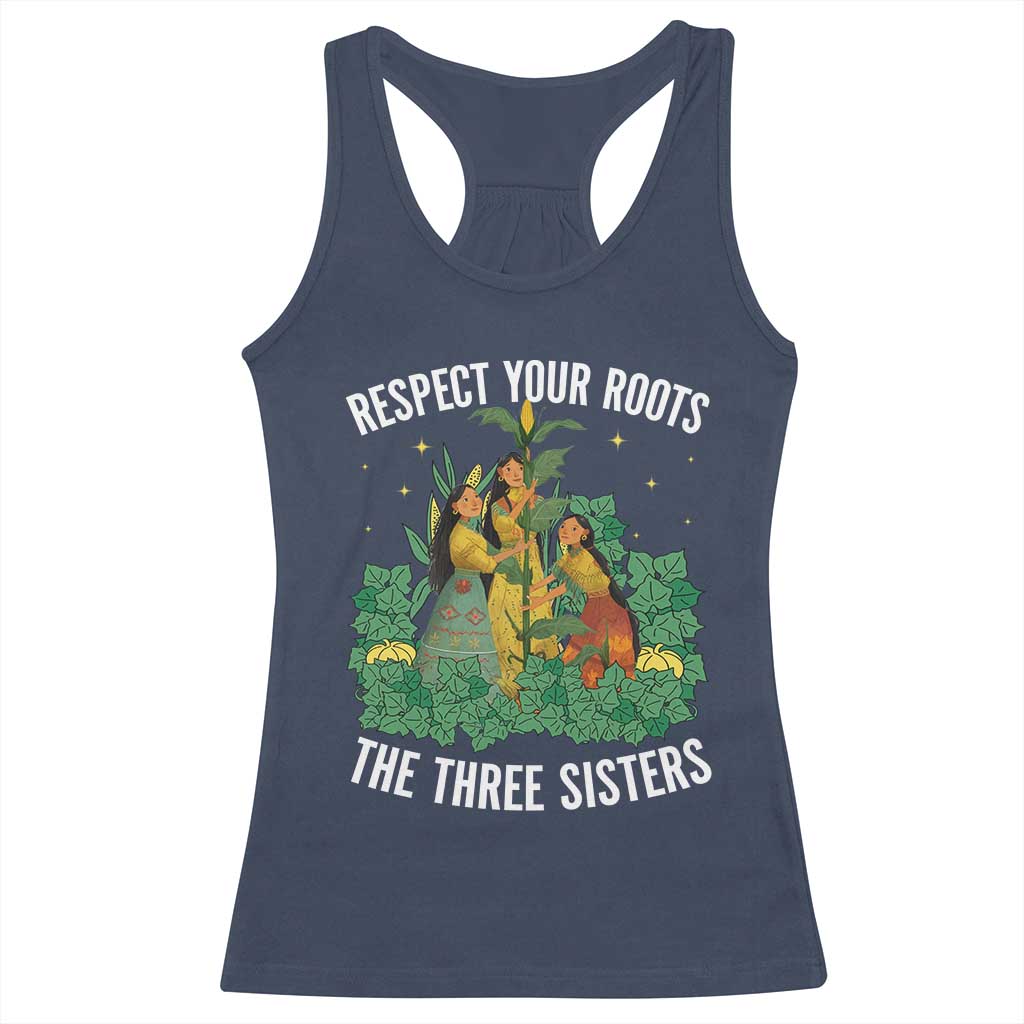 Three Sisters Respect Your Roots Racerback Tank Top Native American Heritage History Month TS11 Navy Print Your Wear