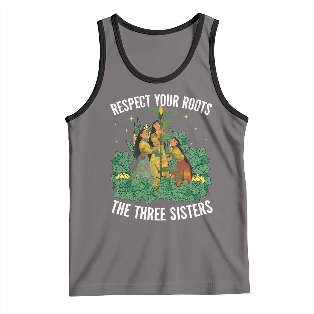 Three Sisters Respect Your Roots Tank Top Native American Heritage History Month TS11 Deep Heather Black Print Your Wear