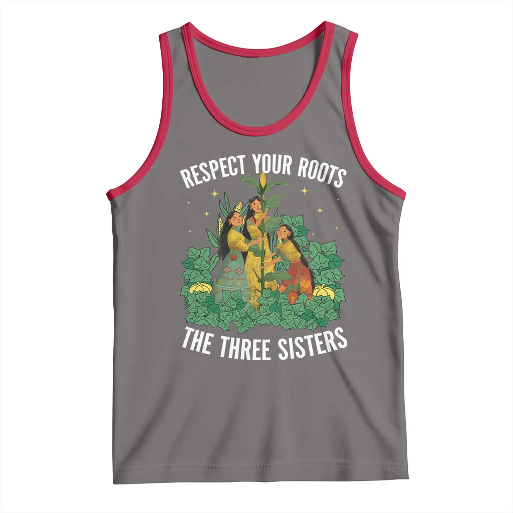 Three Sisters Respect Your Roots Tank Top Native American Heritage History Month TS11 Deep Heather Red Print Your Wear