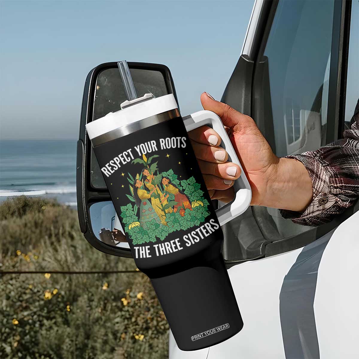 Three Sisters Respect Your Roots Tumbler With Handle Native American Heritage History Month TS11 Print Your Wear