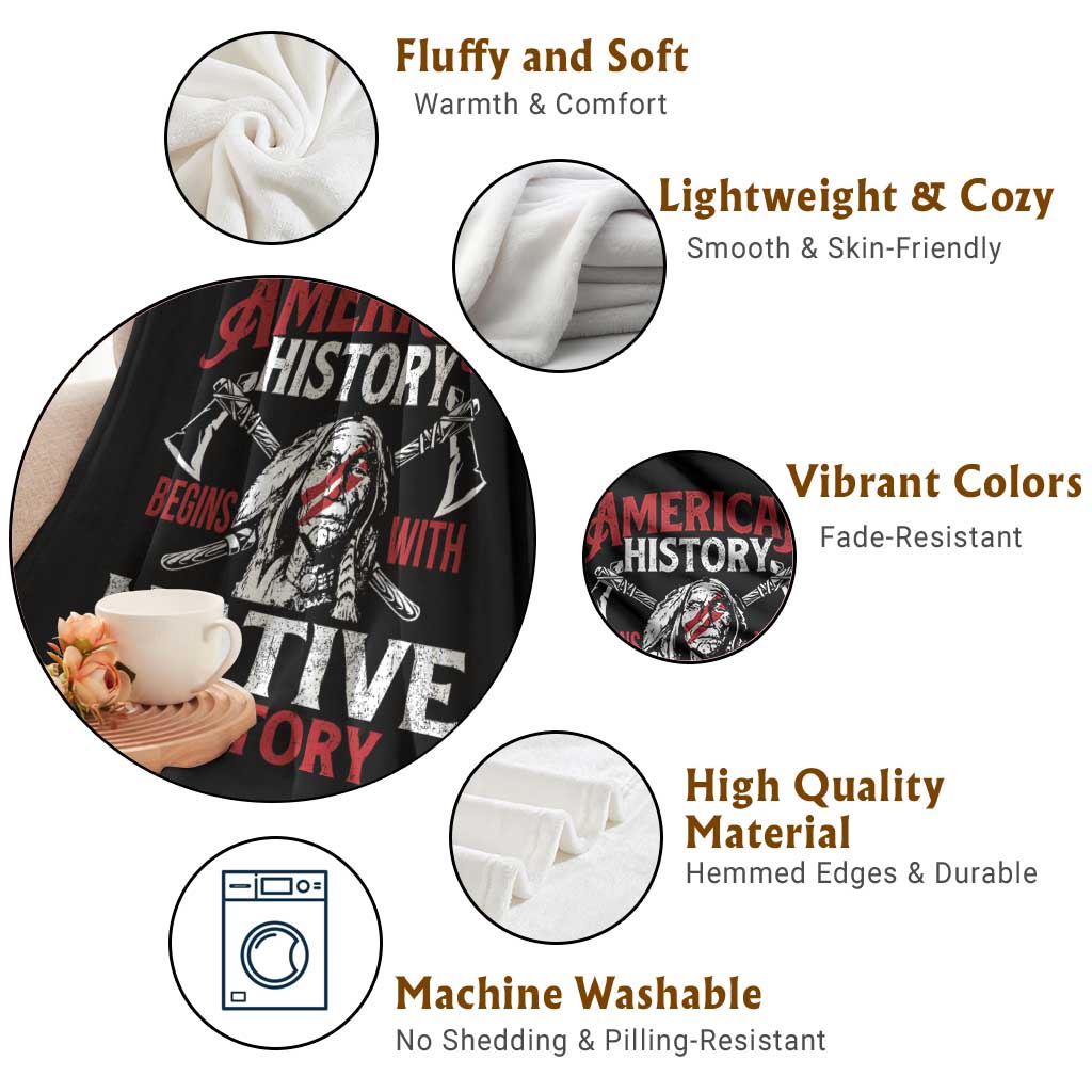 American History Begins With Native History Throw Blanket Native American Indigenous Indian Warrior TS11 Print Your Wear