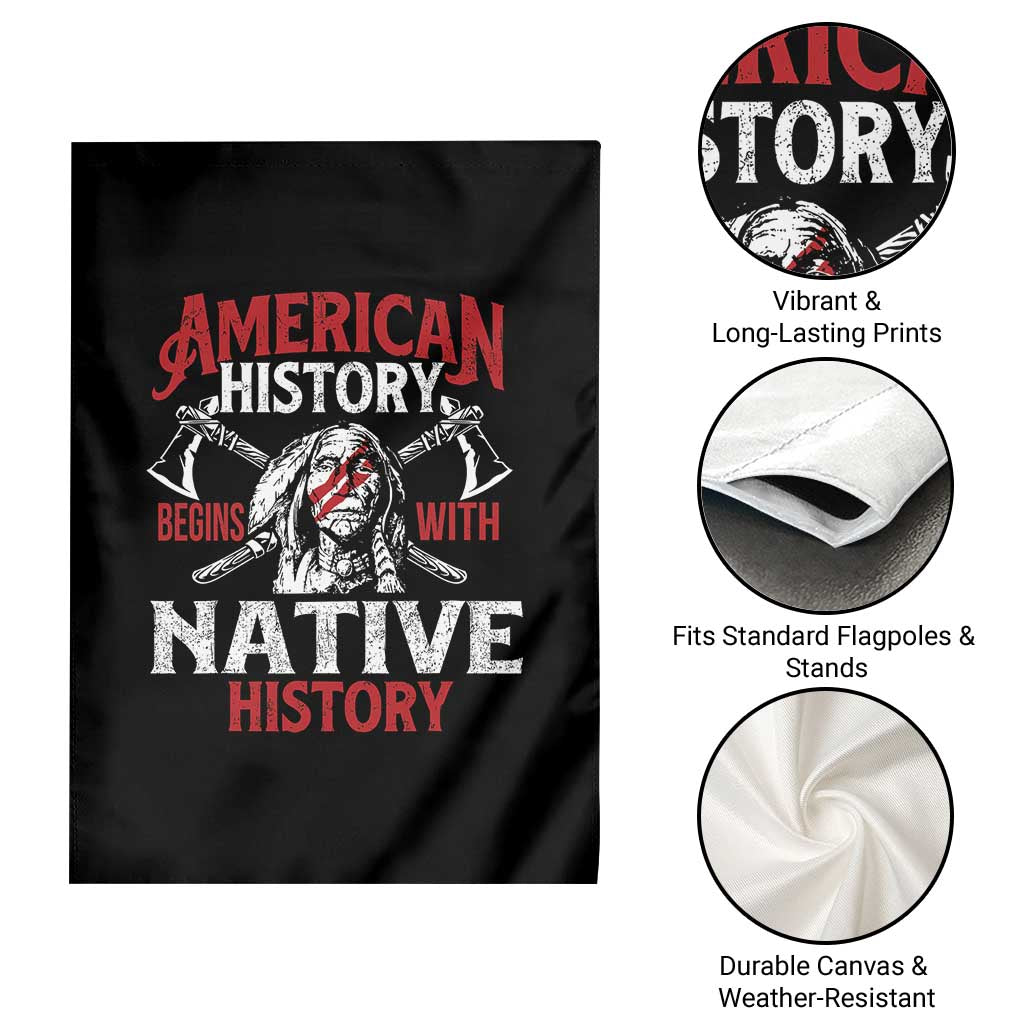 American History Begins With Native History Garden Flag Native American Indigenous Indian Warrior TS11 Print Your Wear