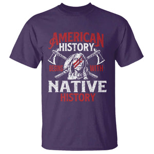American History Begins With Native History T Shirt Native American Indigenous Indian Warrior TS11 Purple Print Your Wear