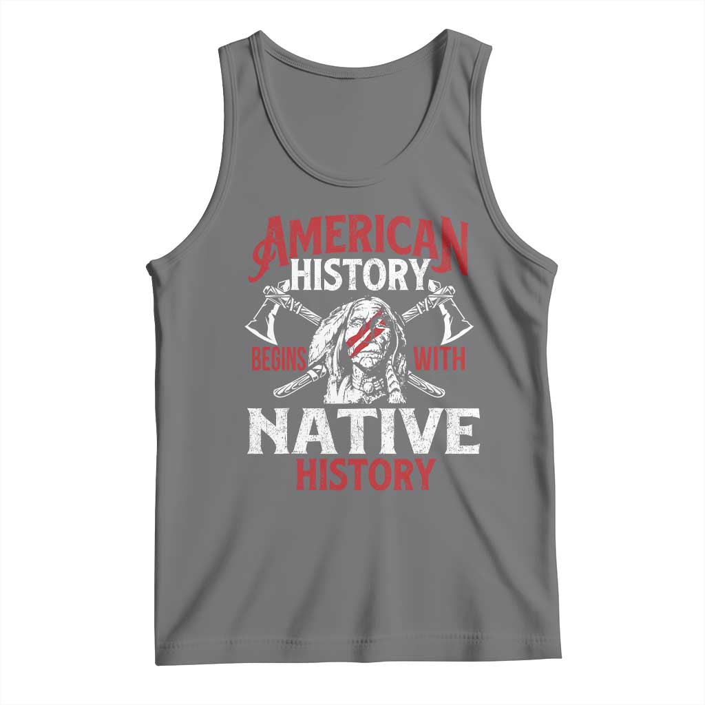 American History Begins With Native History Tank Top Native American Indigenous Indian Warrior TS11 Black Heather Print Your Wear