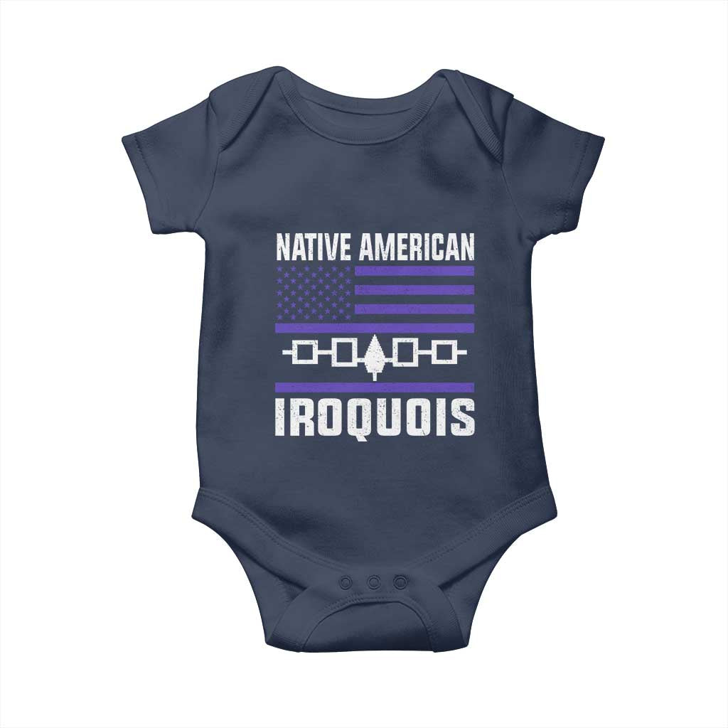 Native American Iroquois Baby Onesie Haudenosaunee Nation Vintage USA Flag TS11 Navy Print Your Wear