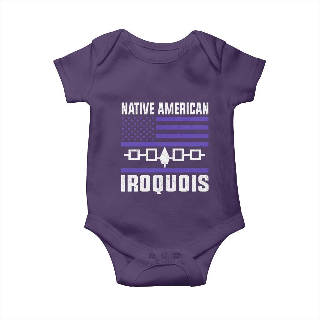 Native American Iroquois Baby Onesie Haudenosaunee Nation Vintage USA Flag TS11 Purple Print Your Wear