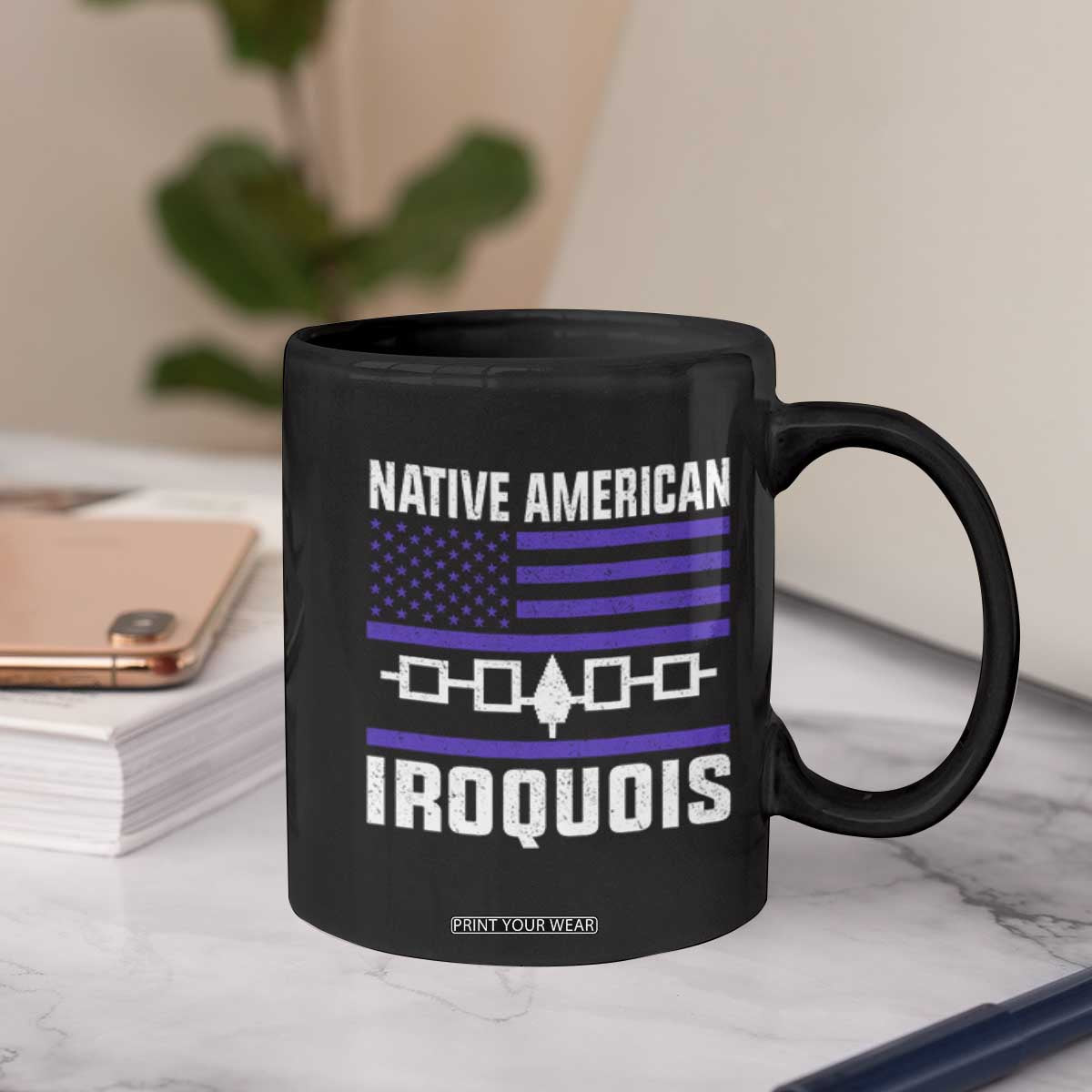Native American Iroquois Coffee Mug Haudenosaunee Nation Vintage USA Flag TS11 Print Your Wear