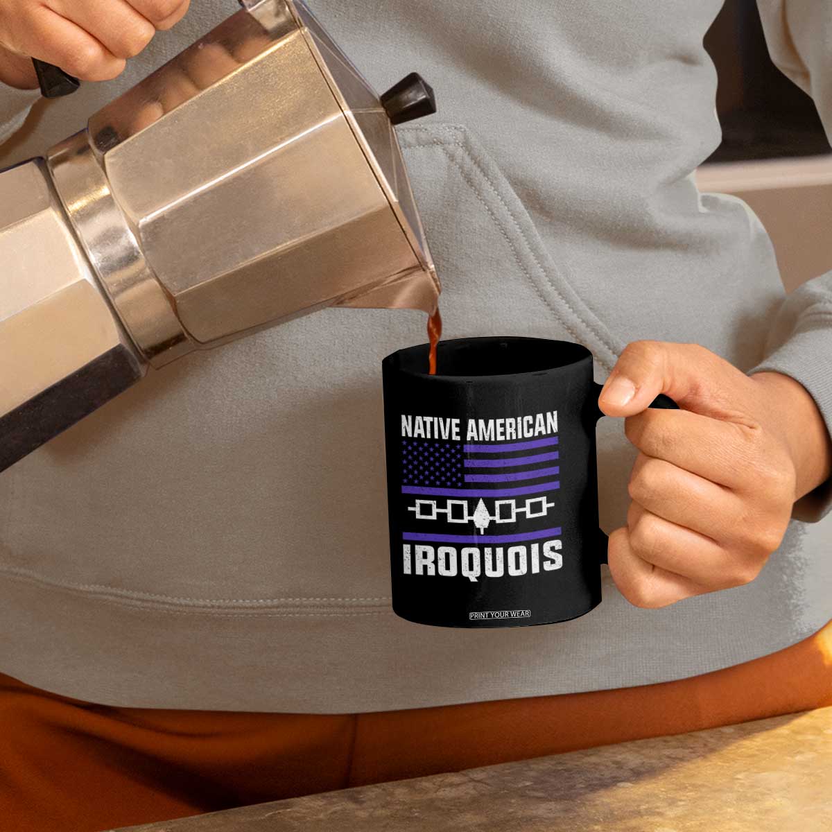 Native American Iroquois Coffee Mug Haudenosaunee Nation Vintage USA Flag TS11 Print Your Wear
