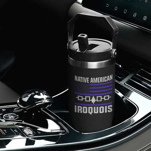 Native American Iroquois Flip Straw Tumbler Haudenosaunee Nation Vintage USA Flag TS11 Print Your Wear