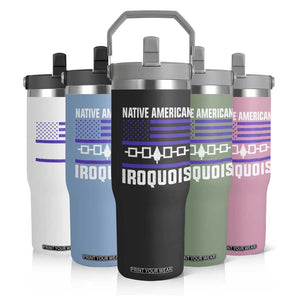 Native American Iroquois Flip Straw Tumbler Haudenosaunee Nation Vintage USA Flag TS11 Print Your Wear