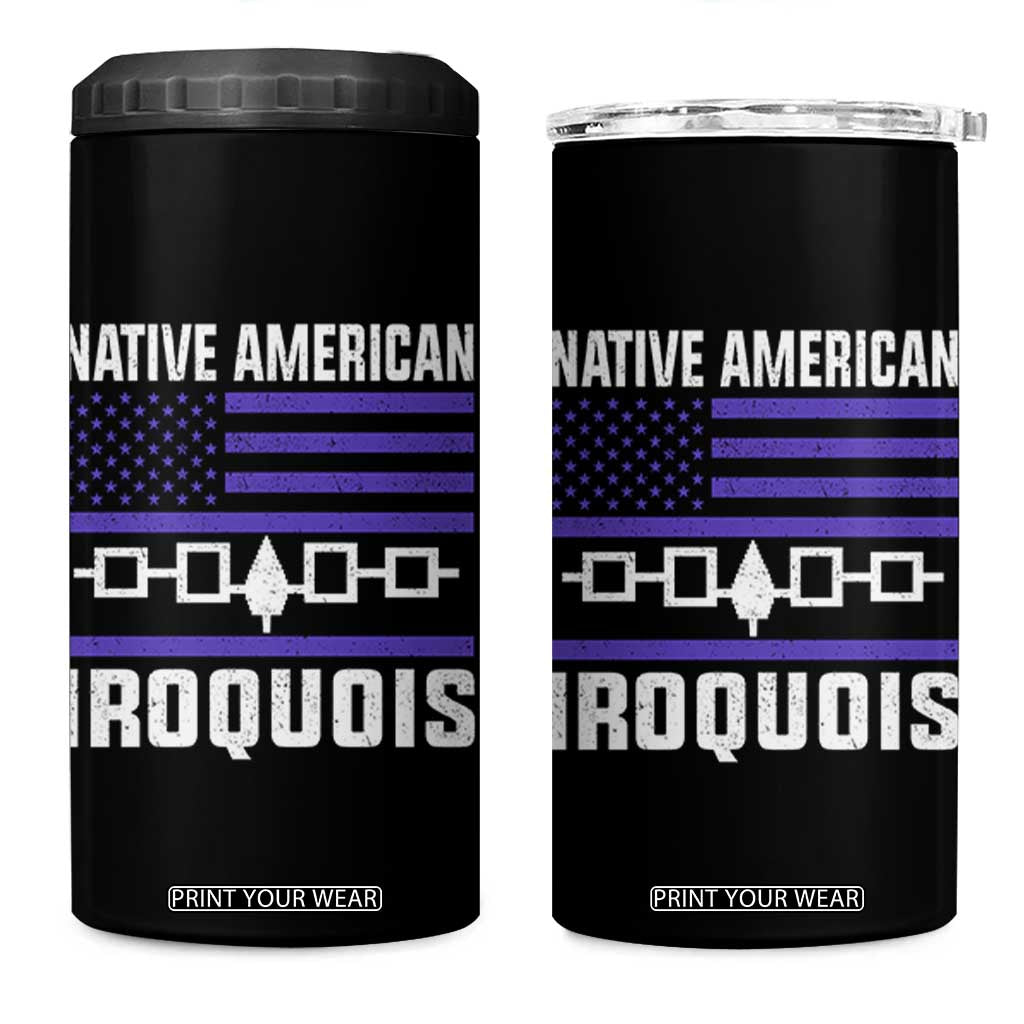 Native American Iroquois 4 in 1 Can Cooler Tumbler Haudenosaunee Nation Vintage USA Flag TS11 One Size: 16 oz Black Print Your Wear