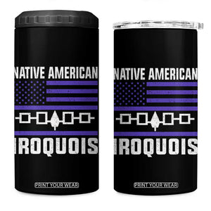 Native American Iroquois 4 in 1 Can Cooler Tumbler Haudenosaunee Nation Vintage USA Flag TS11 One Size: 16 oz Black Print Your Wear