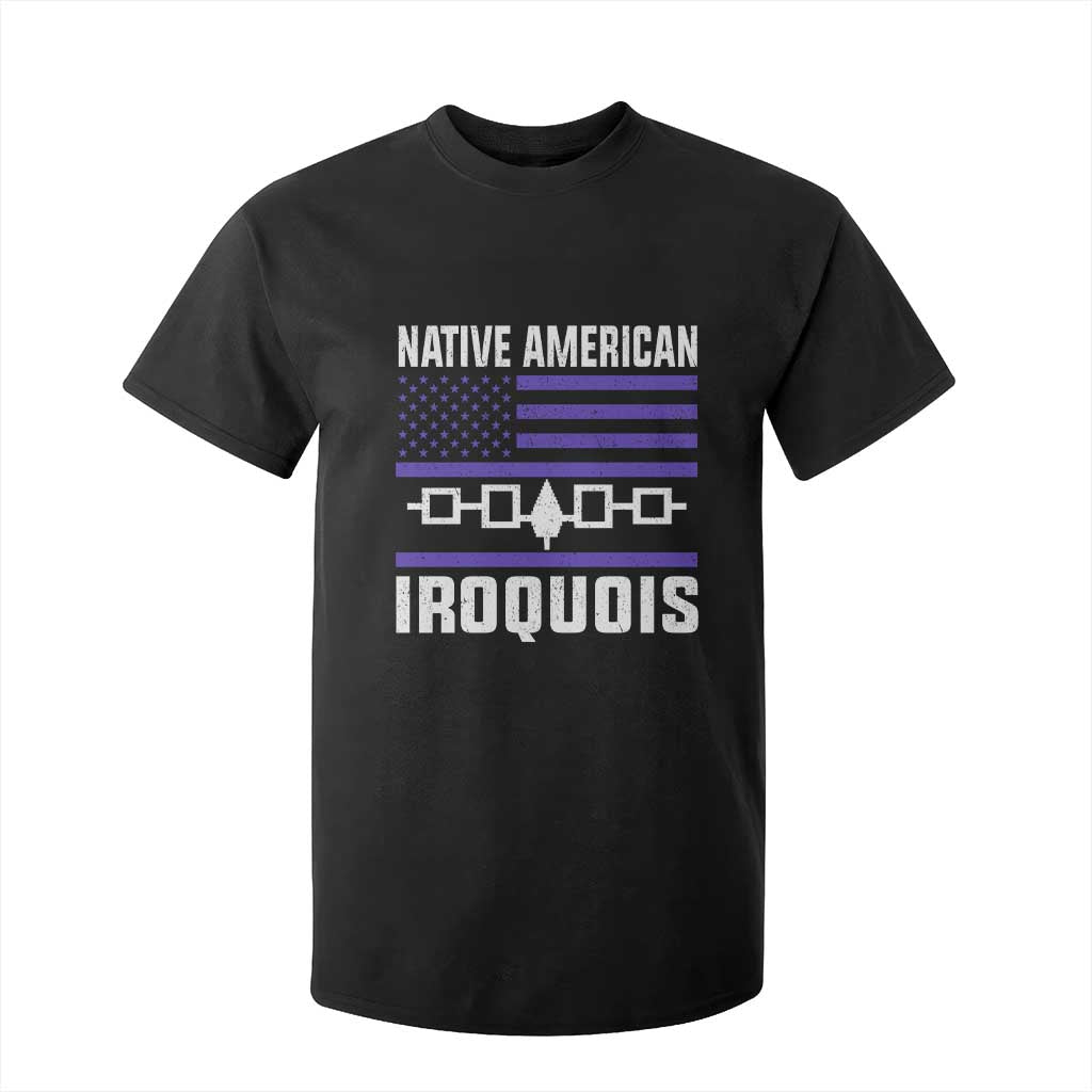 Native American Iroquois T Shirt For Kid Haudenosaunee Nation Vintage USA Flag TS11 Black Print Your Wear