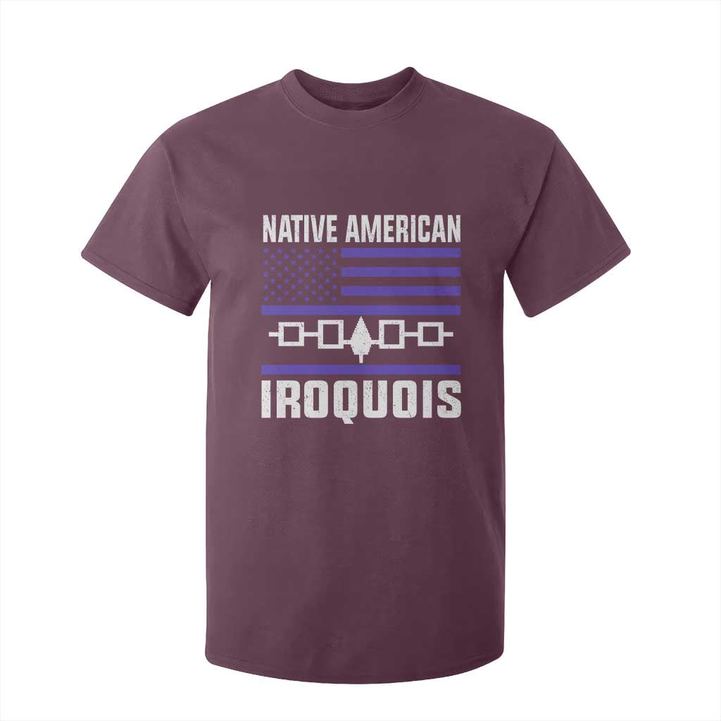 Native American Iroquois T Shirt For Kid Haudenosaunee Nation Vintage USA Flag TS11 Maroon Print Your Wear