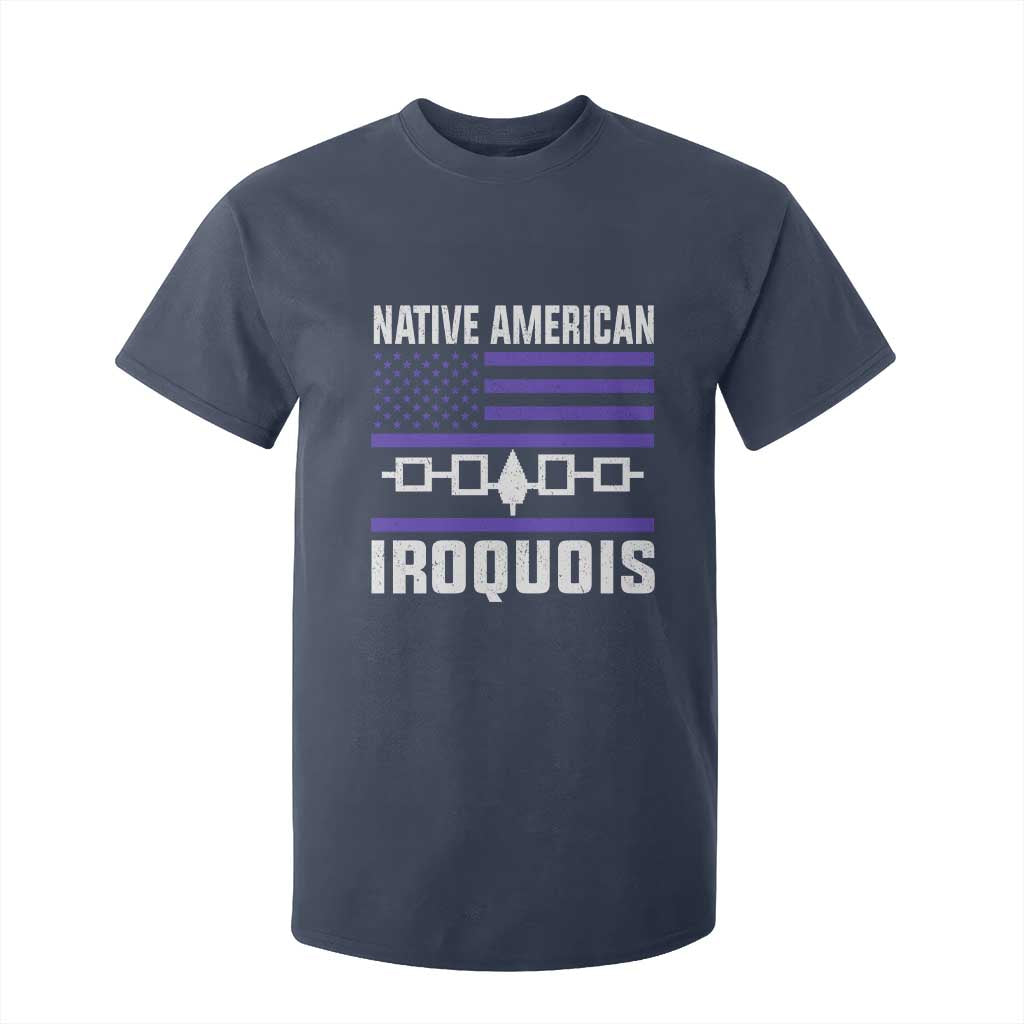 Native American Iroquois T Shirt For Kid Haudenosaunee Nation Vintage USA Flag TS11 Navy Print Your Wear