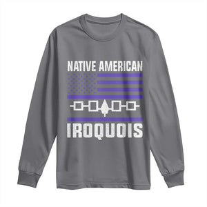 Native American Iroquois Long Sleeve Shirt Haudenosaunee Nation Vintage USA Flag TS11 Charcoal Print Your Wear