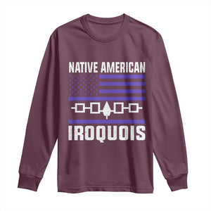 Native American Iroquois Long Sleeve Shirt Haudenosaunee Nation Vintage USA Flag TS11 Maroon Print Your Wear