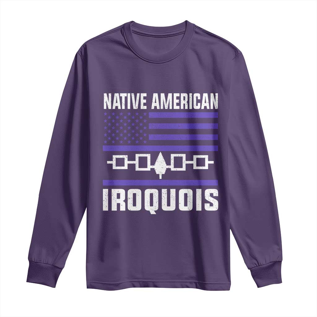 Native American Iroquois Long Sleeve Shirt Haudenosaunee Nation Vintage USA Flag TS11 Purple Print Your Wear