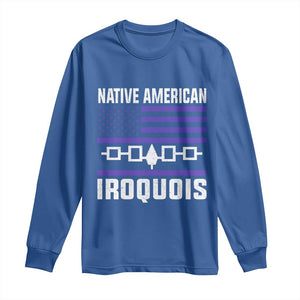 Native American Iroquois Long Sleeve Shirt Haudenosaunee Nation Vintage USA Flag TS11 Royal Blue Print Your Wear