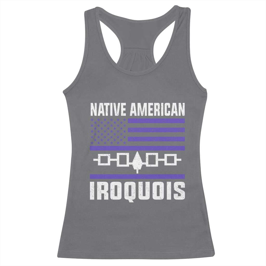 Native American Iroquois Racerback Tank Top Haudenosaunee Nation Vintage USA Flag TS11 Charcoal Print Your Wear