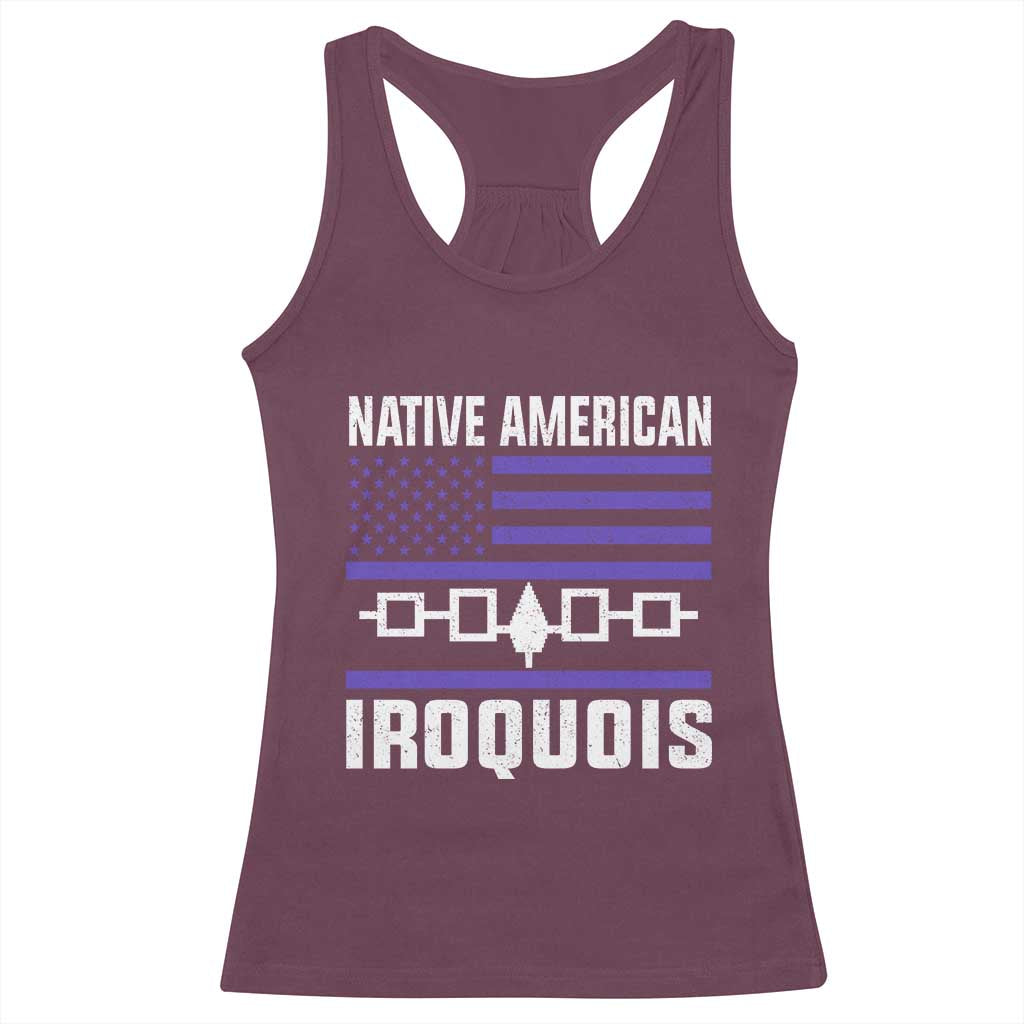 Native American Iroquois Racerback Tank Top Haudenosaunee Nation Vintage USA Flag TS11 Maroon Print Your Wear