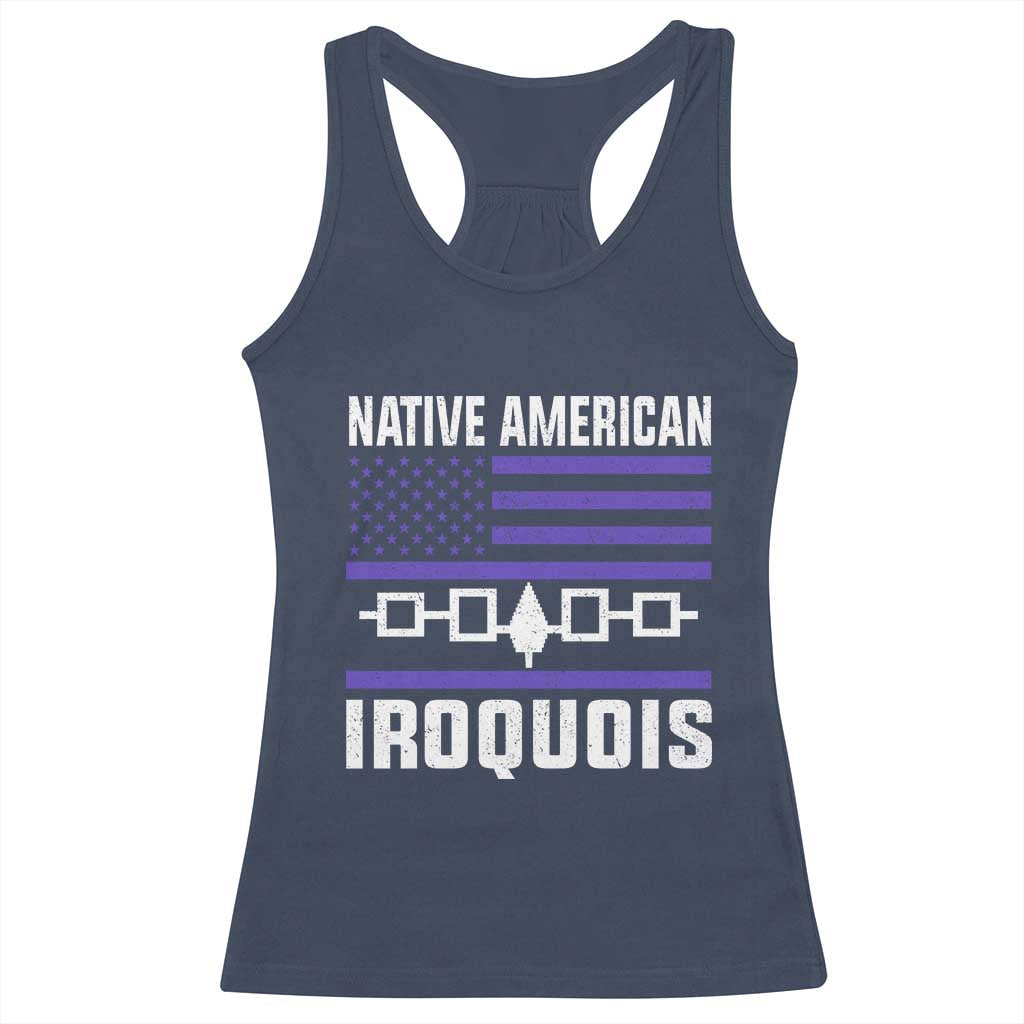 Native American Iroquois Racerback Tank Top Haudenosaunee Nation Vintage USA Flag TS11 Navy Print Your Wear