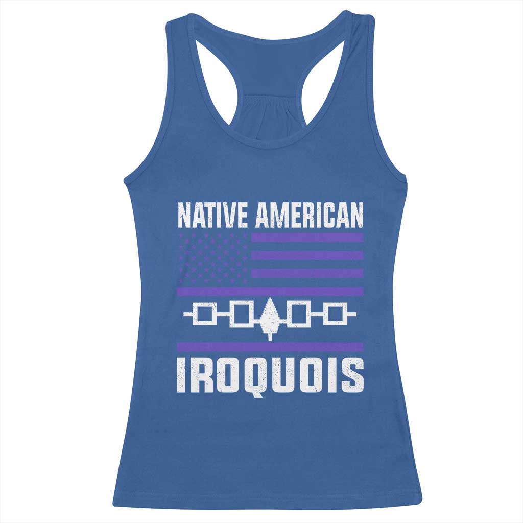 Native American Iroquois Racerback Tank Top Haudenosaunee Nation Vintage USA Flag TS11 Royal Blue Print Your Wear