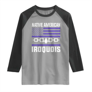 Native American Iroquois Raglan Shirt Haudenosaunee Nation Vintage USA Flag TS11 Sport Gray Black Print Your Wear