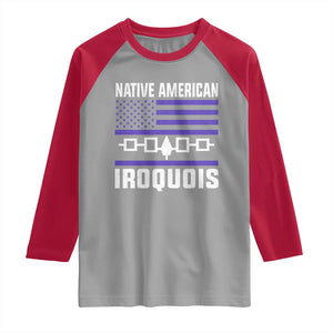 Native American Iroquois Raglan Shirt Haudenosaunee Nation Vintage USA Flag TS11 Sport Gray Red Print Your Wear
