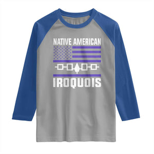 Native American Iroquois Raglan Shirt Haudenosaunee Nation Vintage USA Flag TS11 Sport Gray Royal Print Your Wear